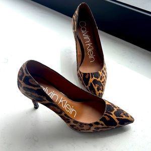 Calvin Klein: leopard heels, size 7